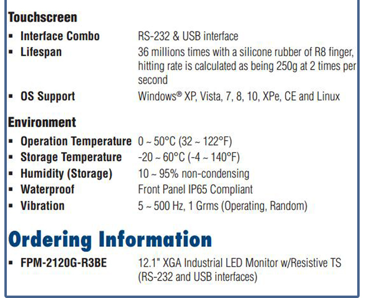 全新研華 工業等級平板顯示器FPM系列 6寸工業顯示器 FPM-2120G