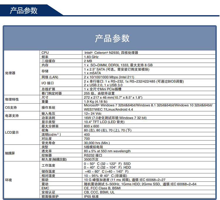 研華嵌入式無風扇工業平板電腦PPC-3100S