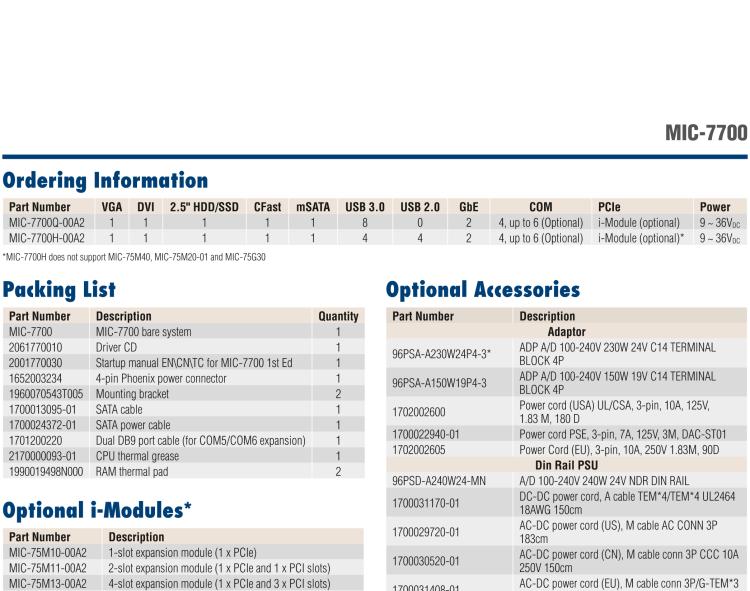 研華MIC-7700 Intel? 第六代/第七代 Core i 臺式機處理器緊湊型無風扇系統