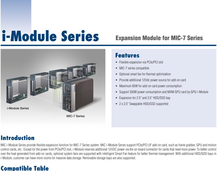 研華MIC-75M13 帶1個PCIe x16、3個PCI的4插槽擴(kuò)展i-Module