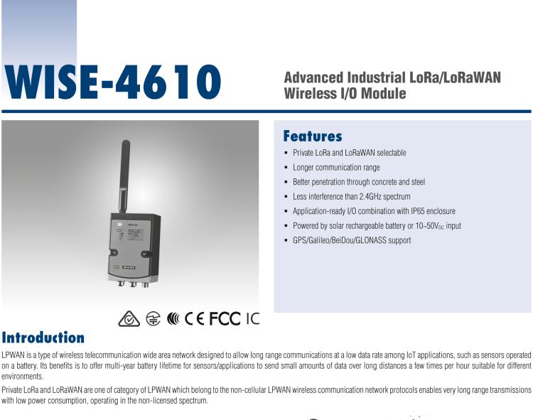 研華WISE-4610-S672 帶有6個(gè)數(shù)據(jù)輸入口和超過(guò)兩個(gè)com口的LoRa戶(hù)外無(wú)線(xiàn)傳感器節(jié)點(diǎn)