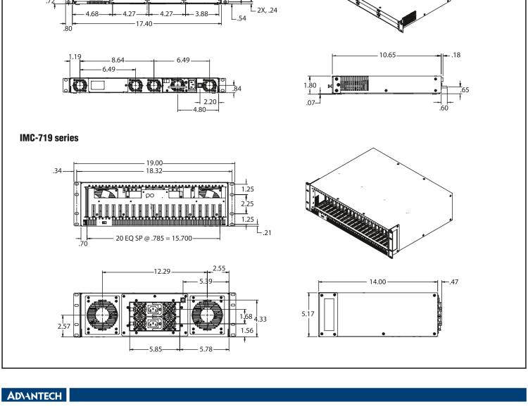 研華IMC-719-2AC 智能模塊化20插槽光電轉換器專用機箱，2交流電源，不帶電源線