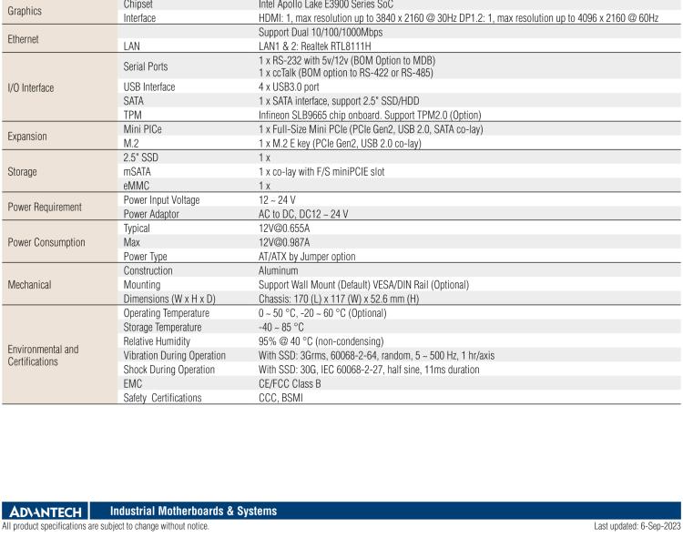 研華EPC-U2117 Intel Atom第六代Apollo Lake無風扇嵌入式工控機，板載eMMC，CANBUS