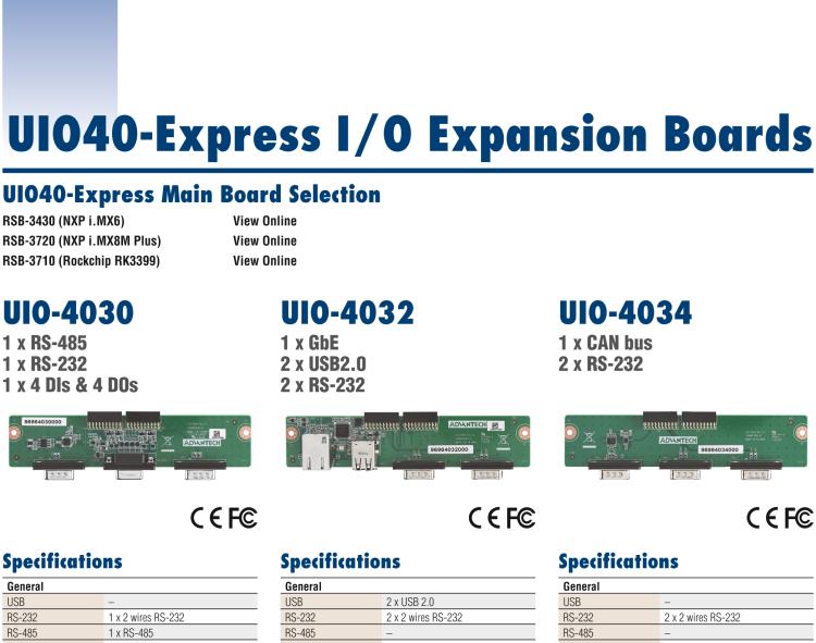 研華UIO-4030 UIO40-Express I/O 擴展卡，支持 1 2 wires RS-232, 1 RS-485 和 8 GPIO (-24~24V input level)