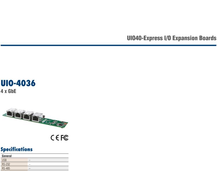 研華UIO-4036 UIO40-Express I/O 擴(kuò)展卡，支持 4 port GbE Ethernet Hub