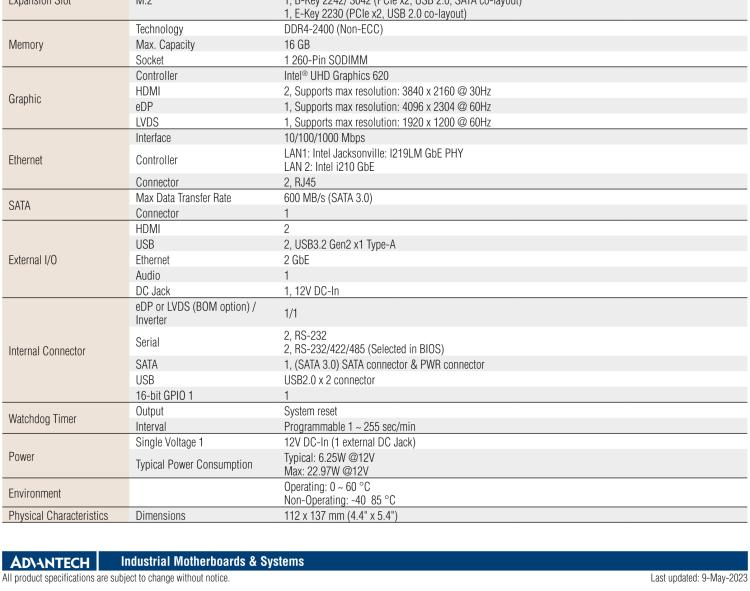 研華AIMB-U233 板載Intel 第8代 U系列 Core i3/i5/i7 處理器。低功耗高性能，無風扇設(shè)計。