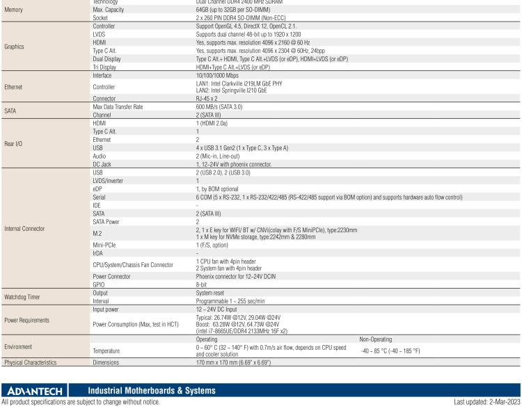 研華AIMB-233 板載Intel? 第8代 Core i 處理器。擁有Type C接口，滿足各類擴展需求。低功耗，超薄緊湊，無風扇設計，支持寬溫寬壓，性能強勁。