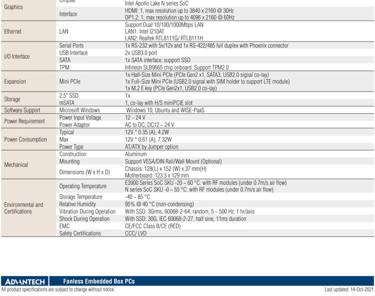 研華UTX-3117 低功耗，緊湊型，4G/WIFI/ BT/LoRa/NB IoT 物聯(lián)網(wǎng)邊緣智能網(wǎng)關(guān)