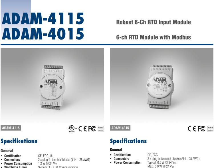研華ADAM-4015 6通道符合Modbus協議的熱電阻模塊