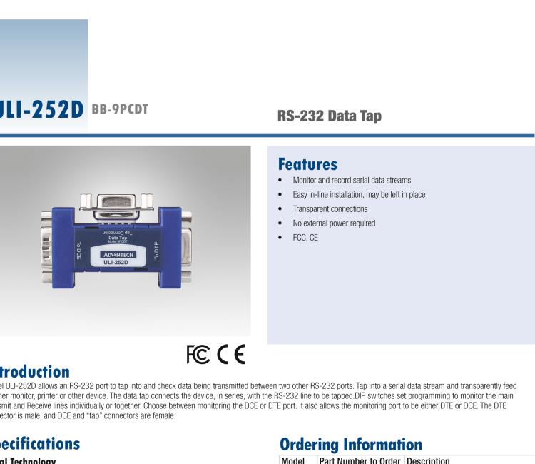 研華BB-9PCDT ULI-252D RS-232 DB9接口數據監聽器